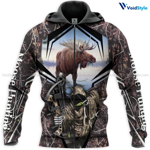 Moose hunting hunt season all over print zip hoodie