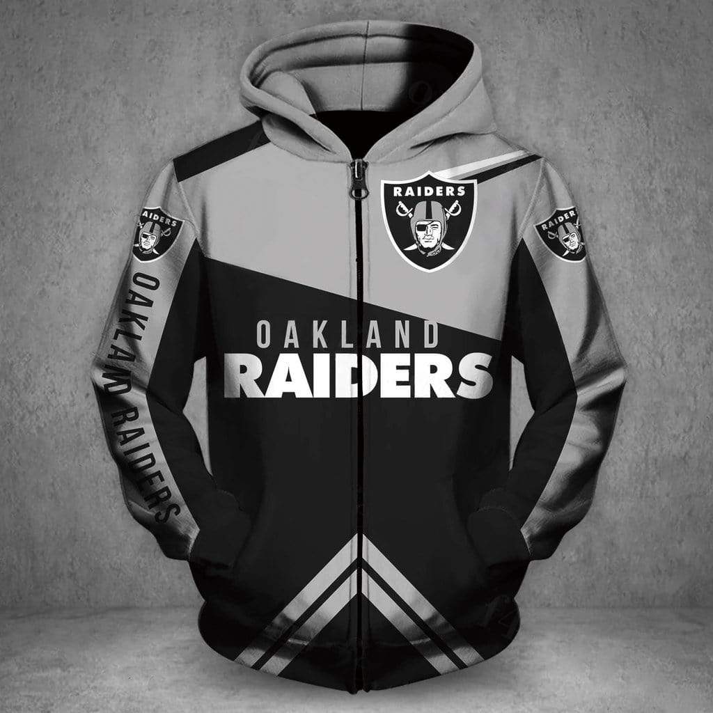 NFL football oakland raiders full printing zip hoodie
