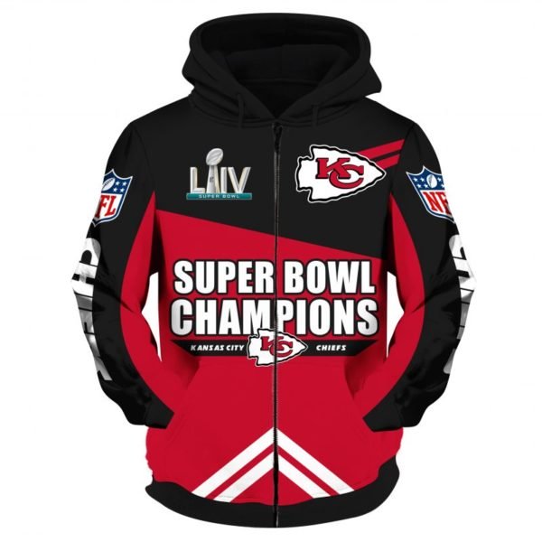 NFL super bowl champions kansas city chiefs all over print zip hoodie