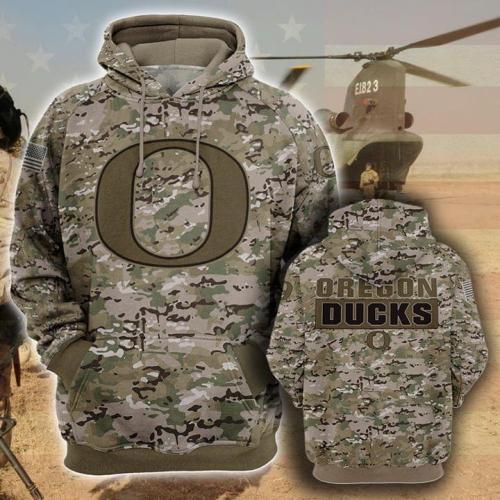 Oregon ducks football camo full printing hoodie 1