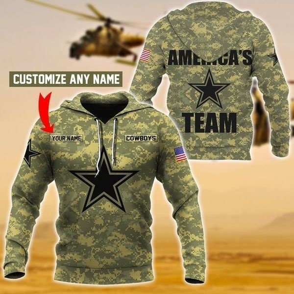Personalized america's team dallas cowboys camo full printing hoodie 3