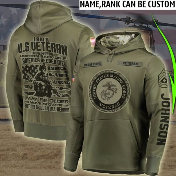 Personalized us marine corps veteran all over print hoodie 1
