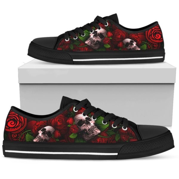 Rose and skull low top shoes 1