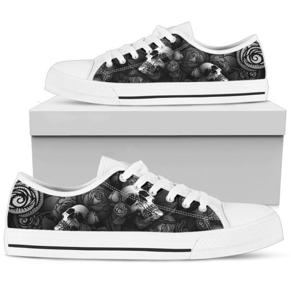 Rose skull low top shoes 1