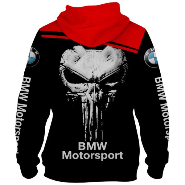 Skull bmw motorsport full printing zip hoodie
