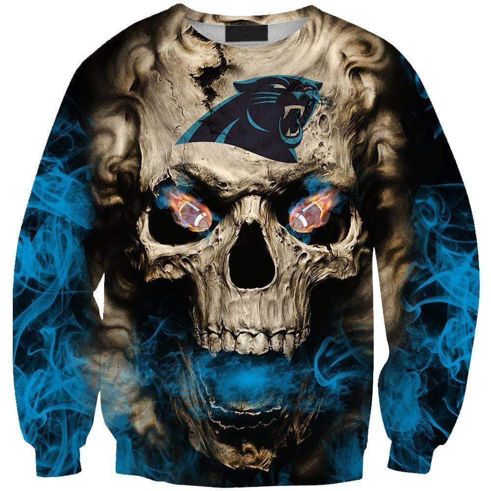 Skull carolina panthers full printing sweatshirt