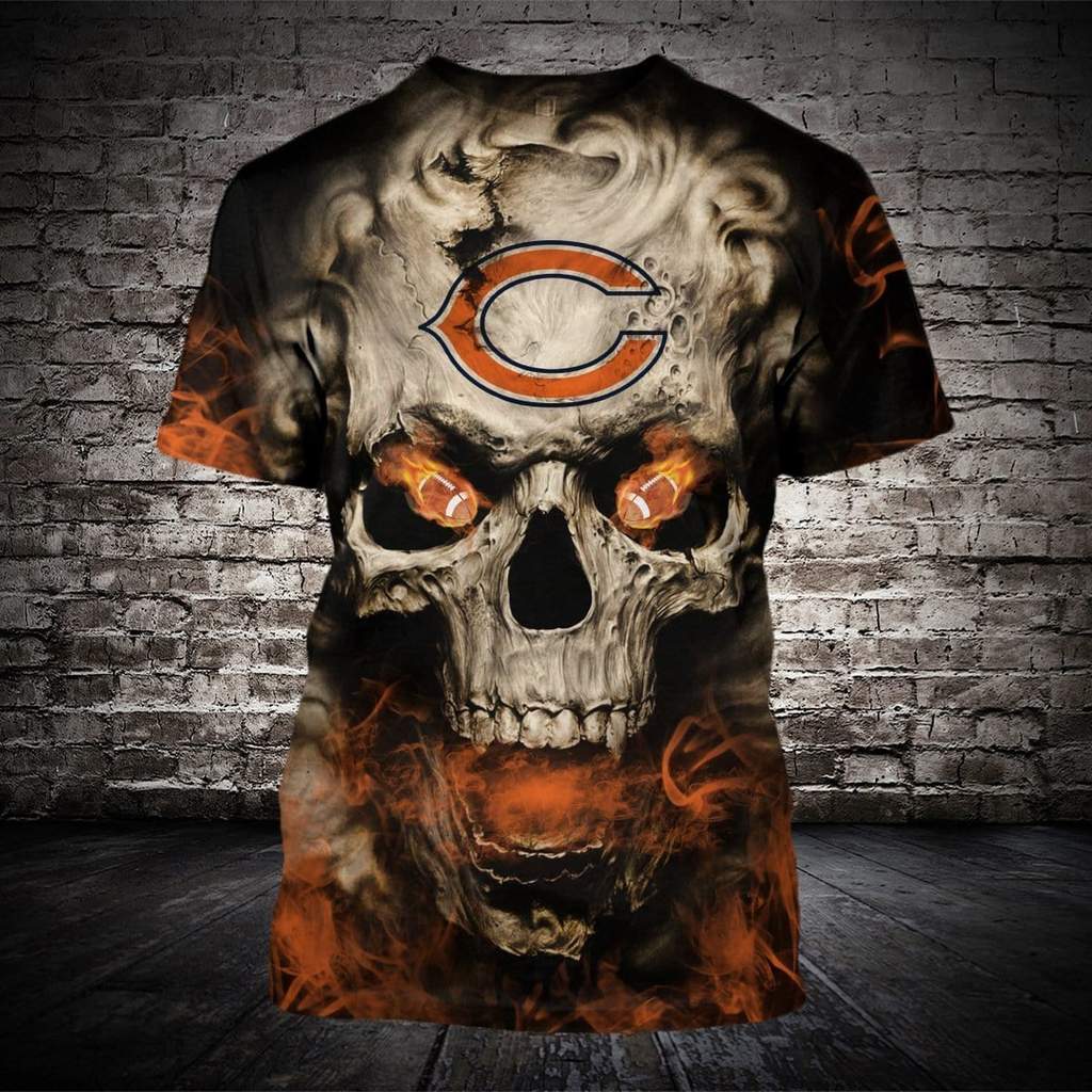 Skull chicago bears full printing tshirt