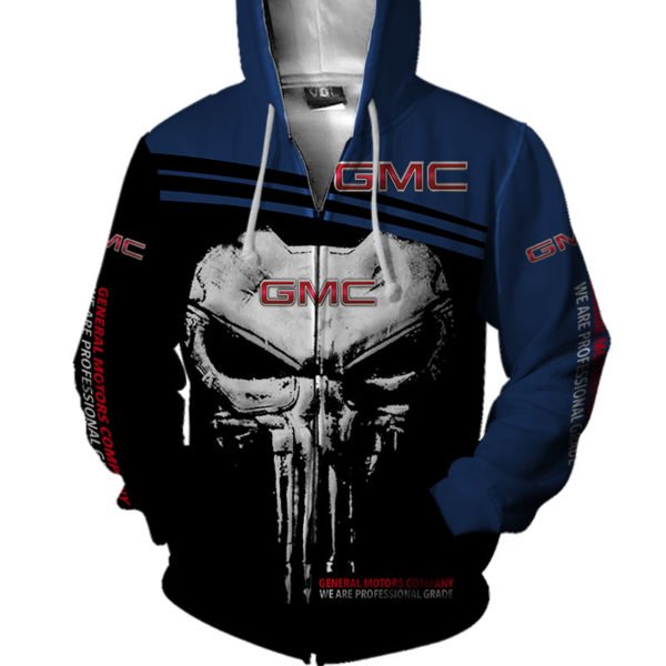 Skull general motors company full printing zip hoodie