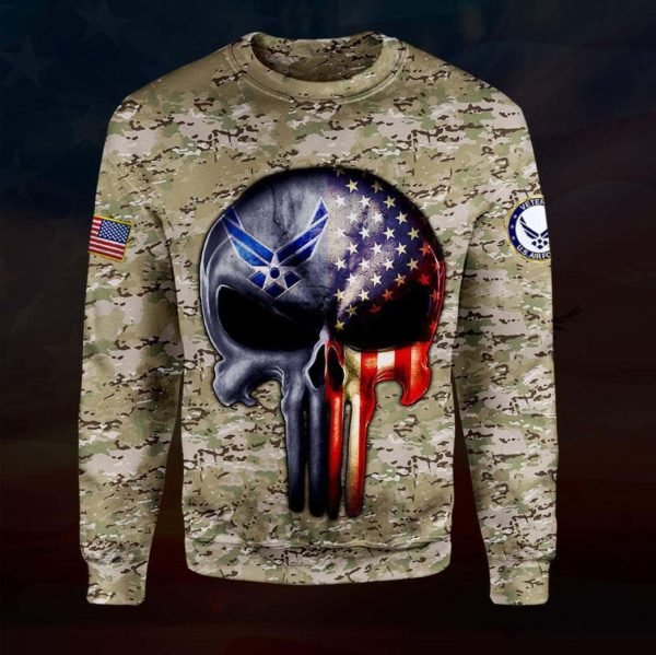 Skull the united states air force full printing sweatshirt