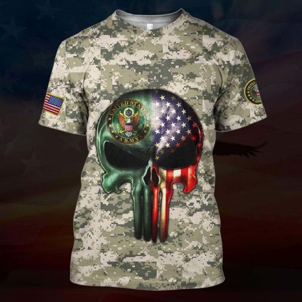 Skull the united states army full printing tshirt