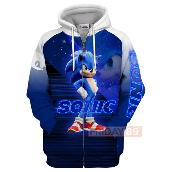 Sonic the hedgehog full printing zip hoodie
