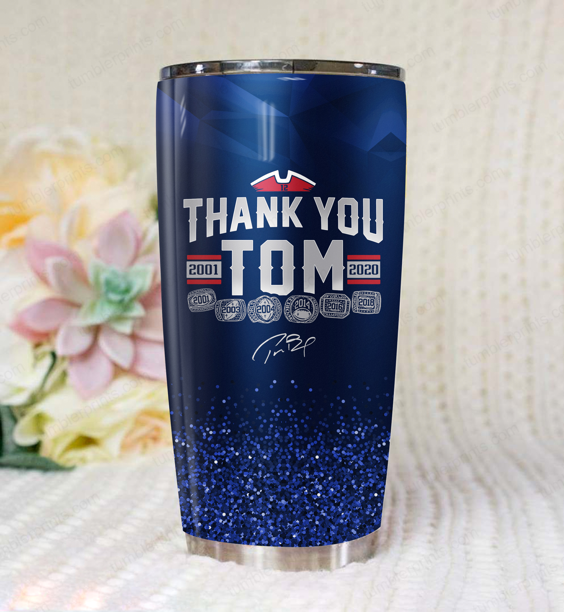 Thank you tom brady all over printed tumbler 3