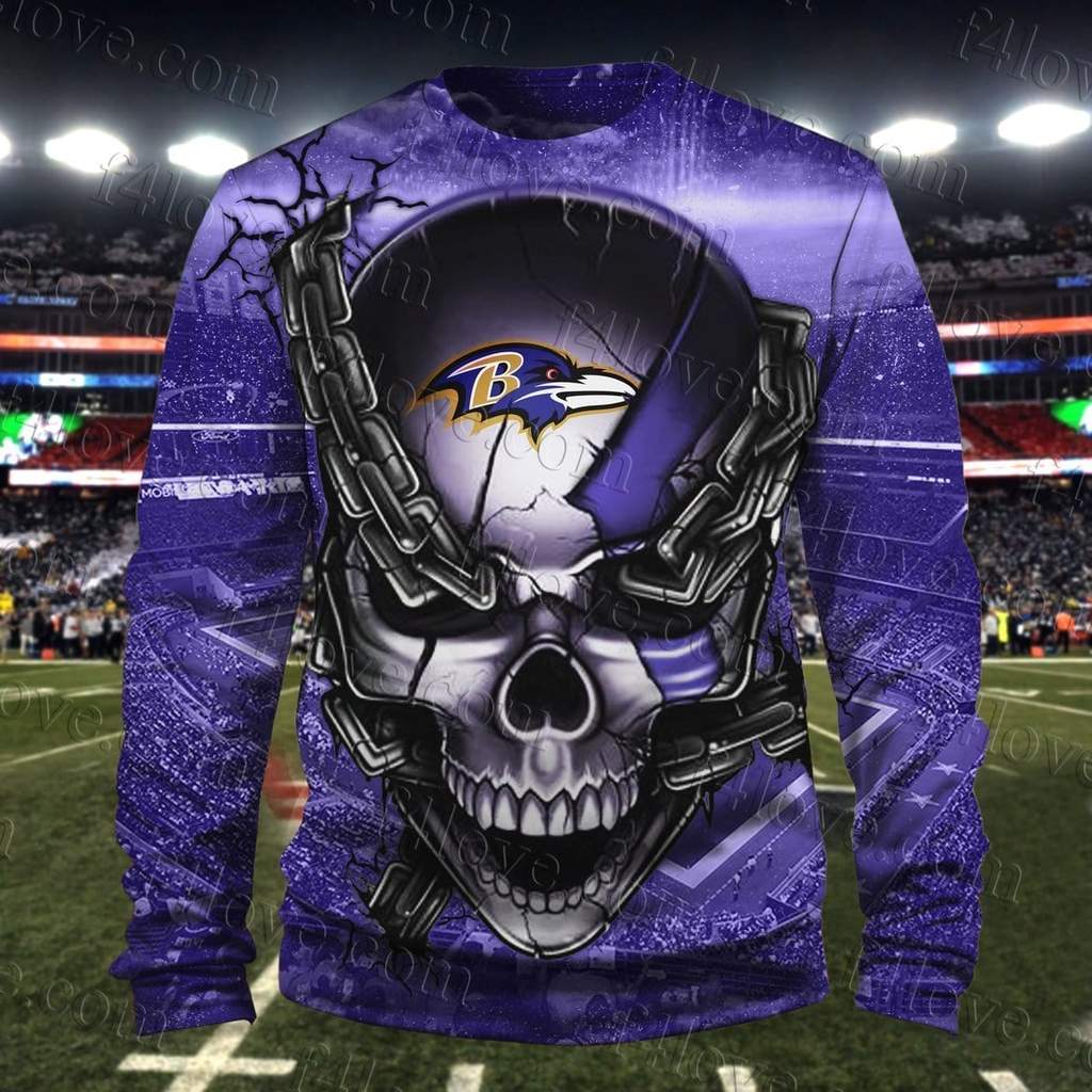 The punisher baltimore ravens full printing sweatshirt