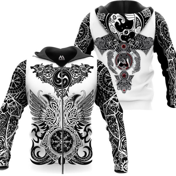 The viking tattoo art 3d full printing zip hoodie