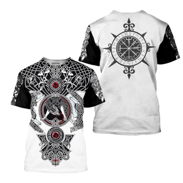 The viking wolf tattoo art 3d full printing tshirt