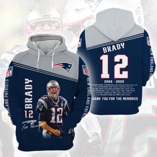 Tom brady 12 thank you for the memories full printing hoodie 1