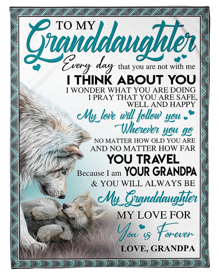Wolf to my granddaughter my love for you is forever full printing blanket 1