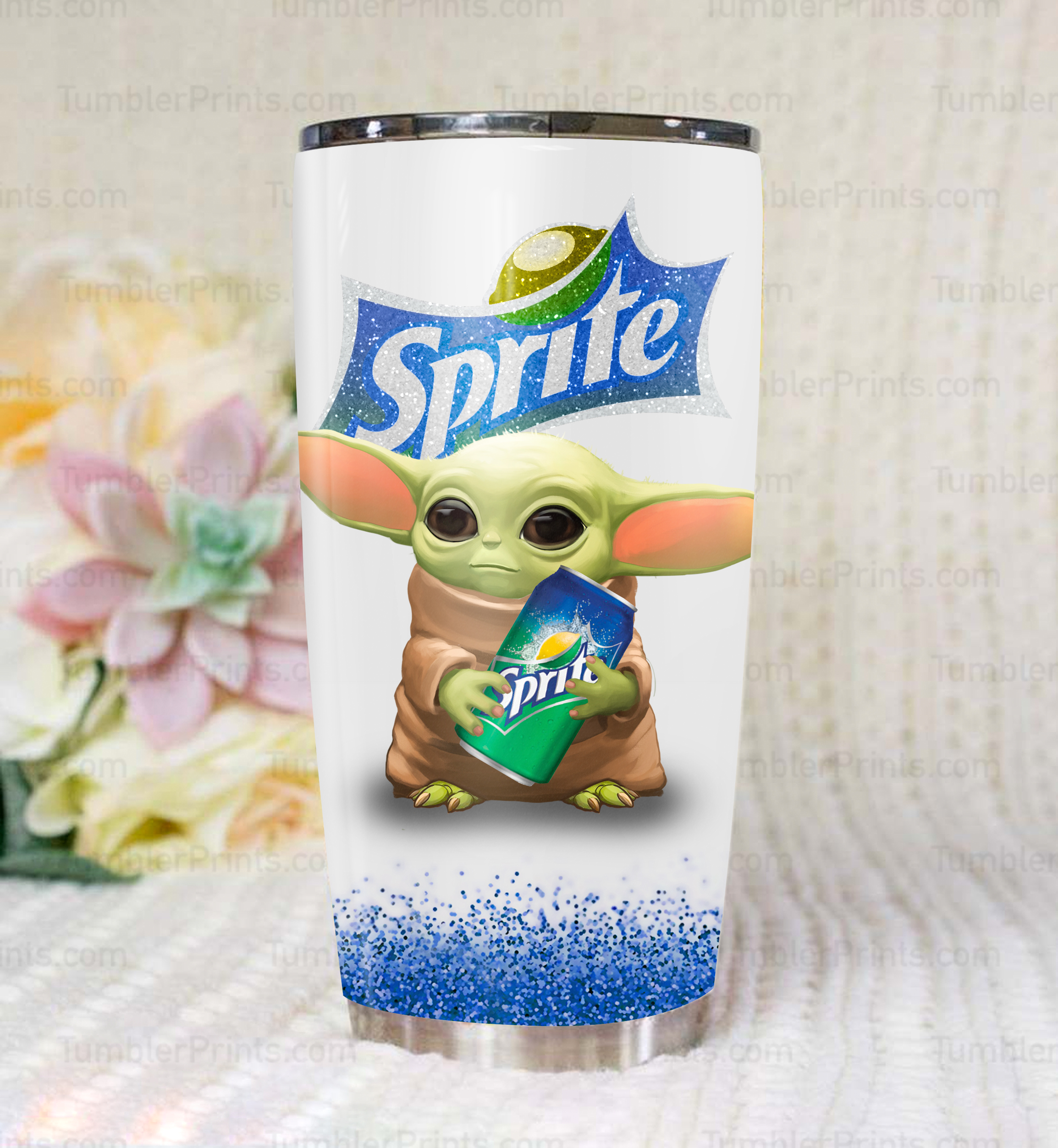 Baby yoda and sprite steel tumbler 1