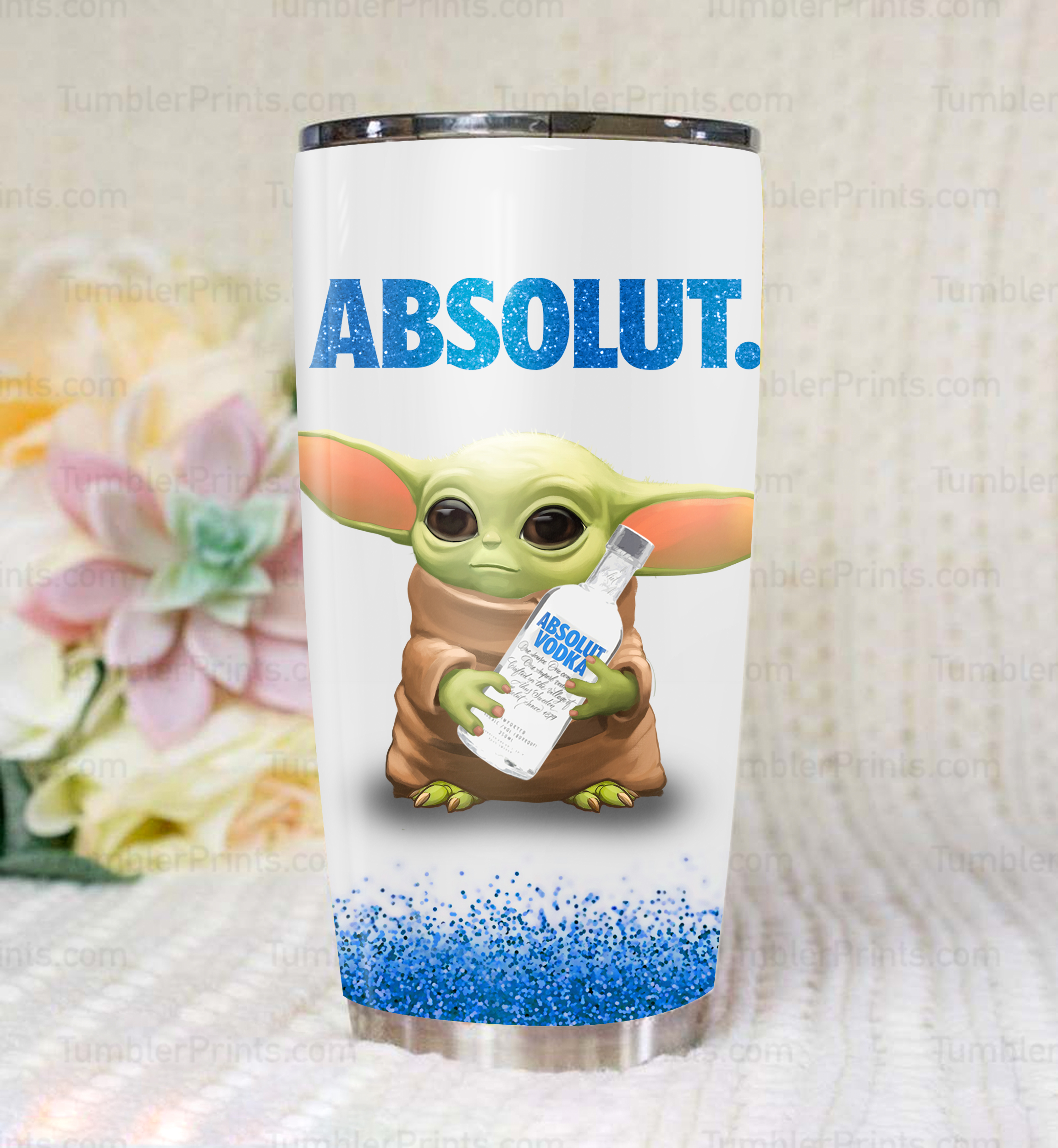Baby yoda and vodka absolut steel tumbler 2