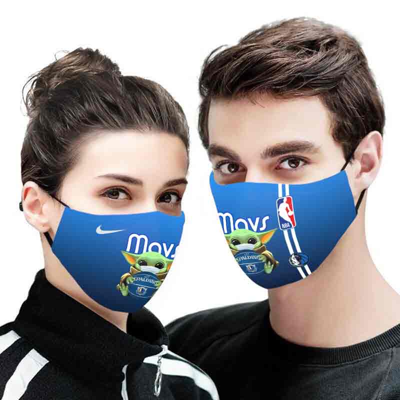 Baby yoda dallas mavericks full printing face mask 1