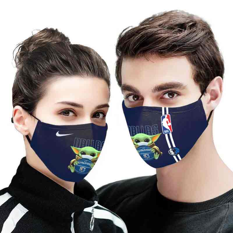 Baby yoda dallas mavericks nba full printing face mask 1
