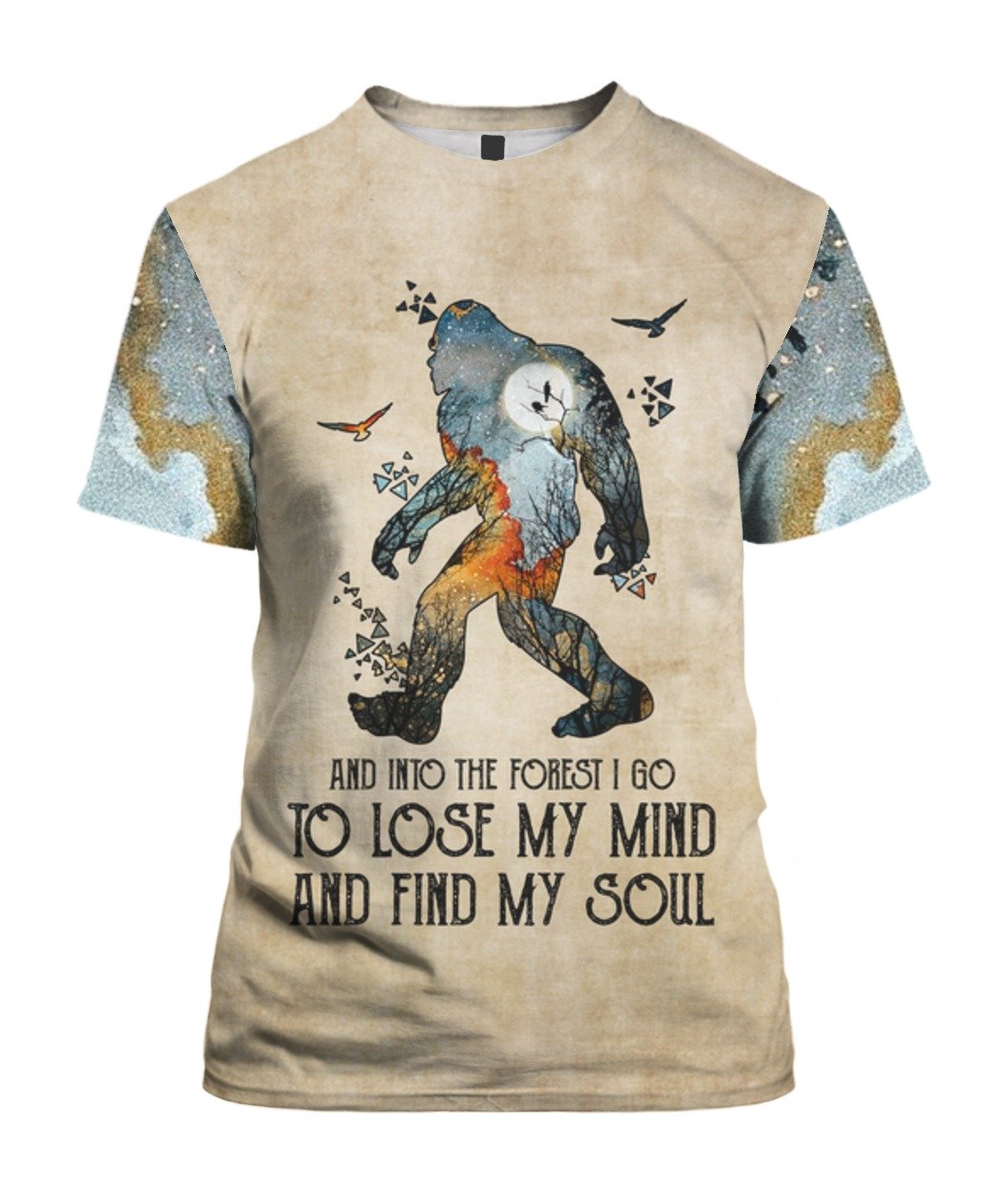 Bigfoot and into the forest i go to lose my mind camping full over print tshirt
