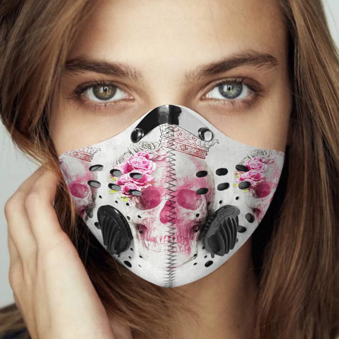 Floral skull queen carbon pm 2,5 face mask 1