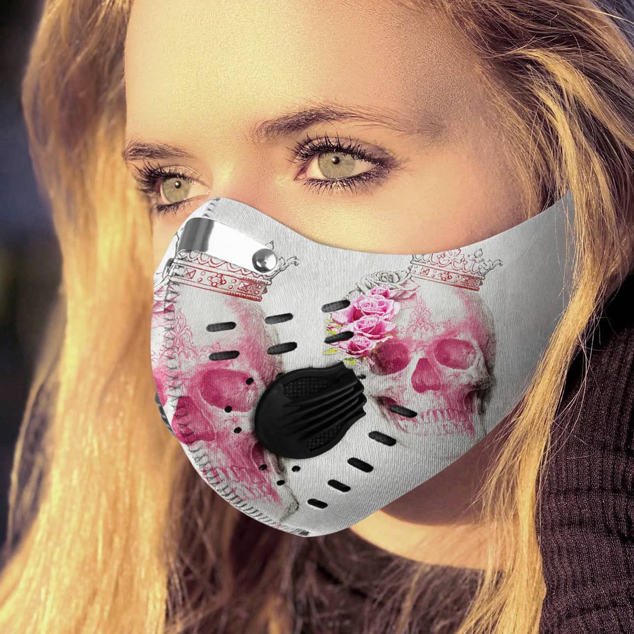 Floral skull queen carbon pm 2,5 face mask 2