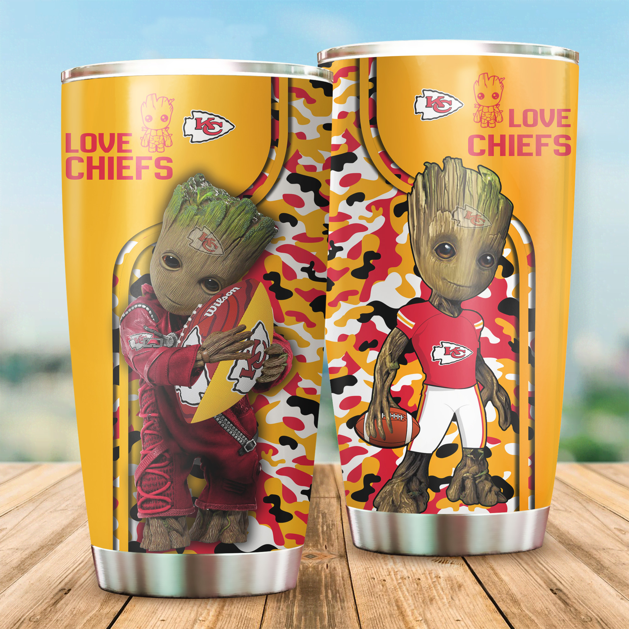 Groot hold kansas city chiefs all over printed tumbler 1