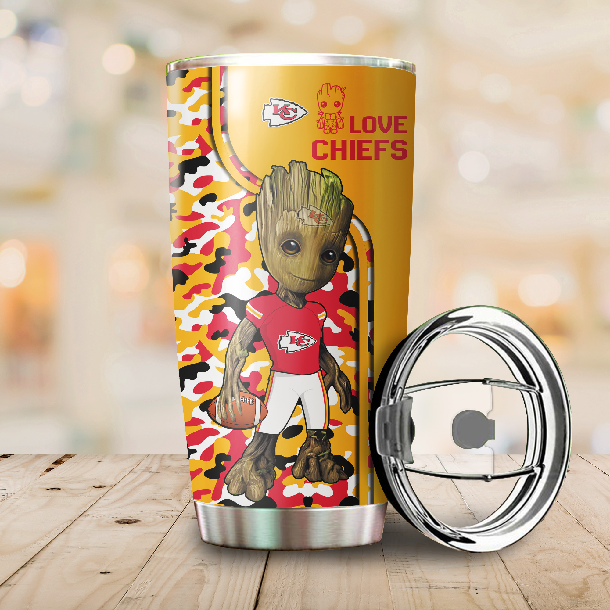 Groot hold kansas city chiefs all over printed tumbler 2