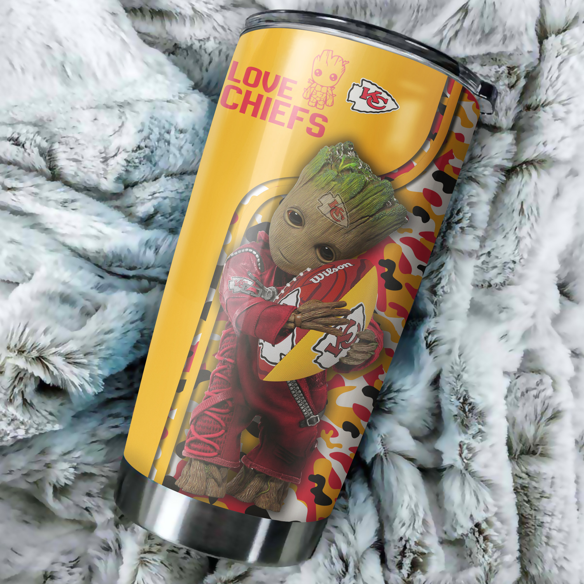 Groot hold kansas city chiefs all over printed tumbler 3