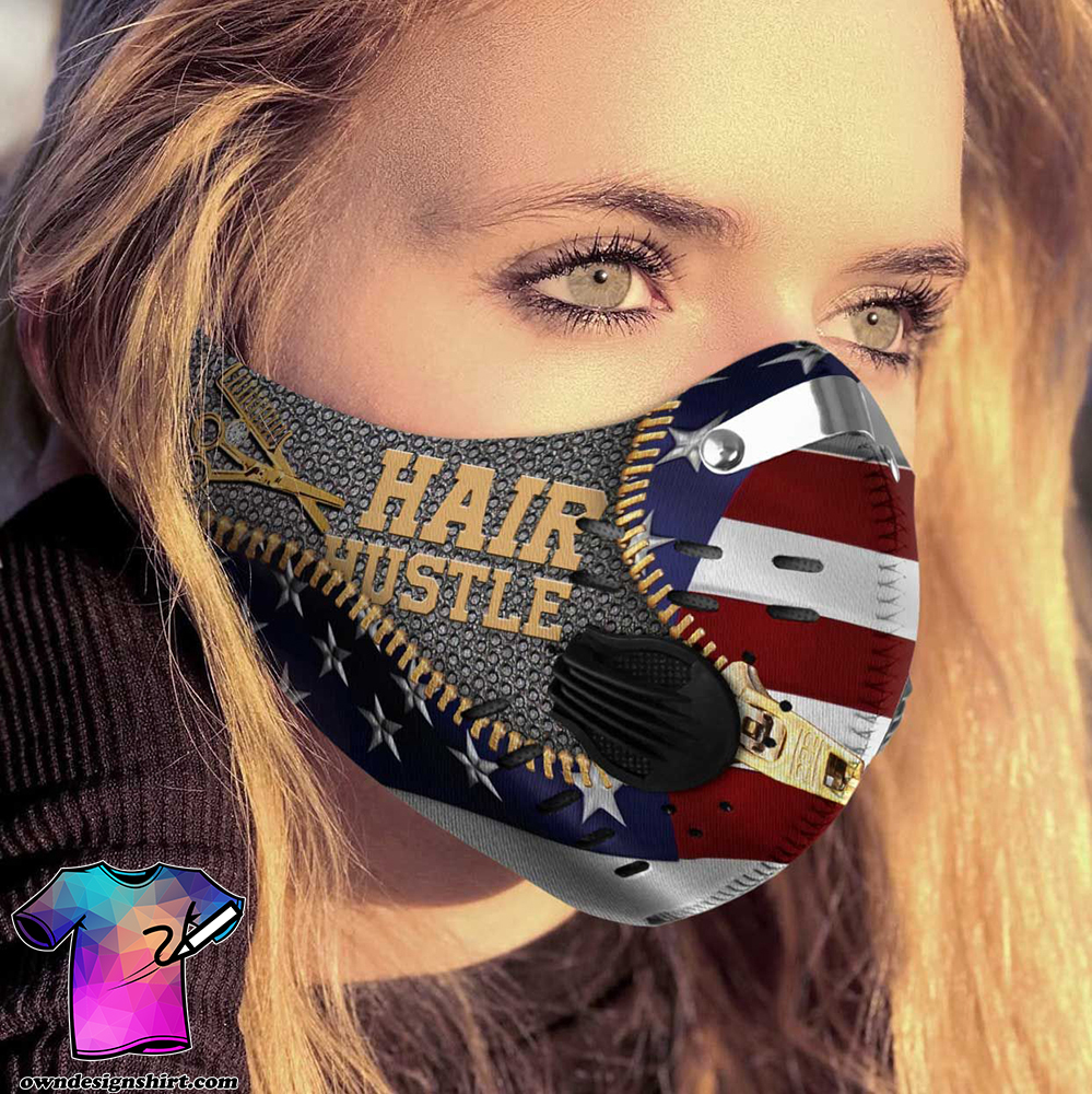 Hairstylist hair hustle american flag carbon pm 2,5 face mask