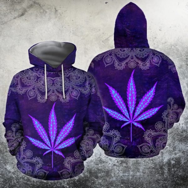 Hippie purple cannabis all over print hoodie