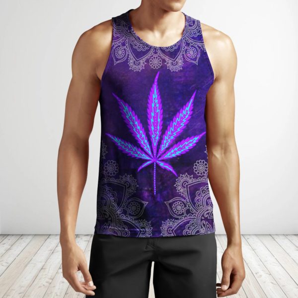Hippie purple cannabis all over print tank top
