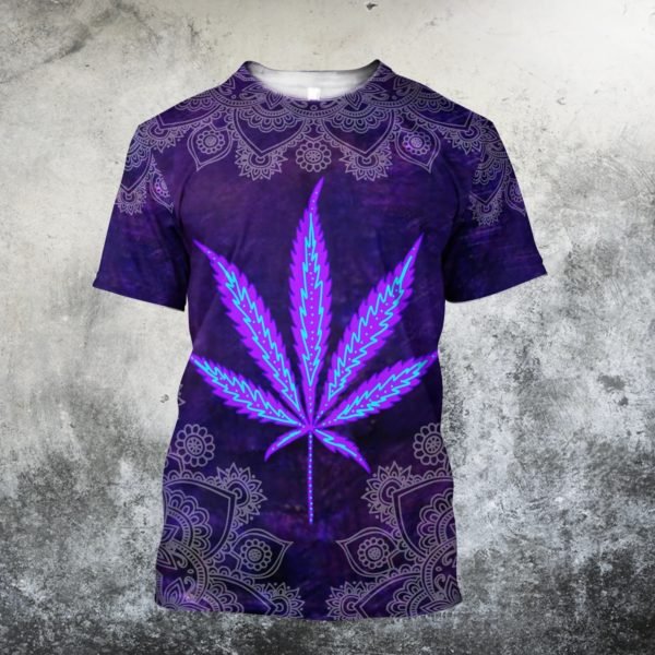 Hippie purple cannabis all over print tshirt