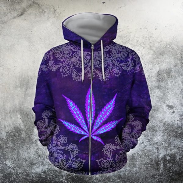 Hippie purple cannabis all over print zip hoodie