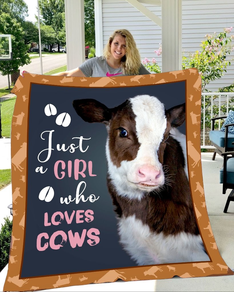 Just girl who loves cows full printing blanket 4