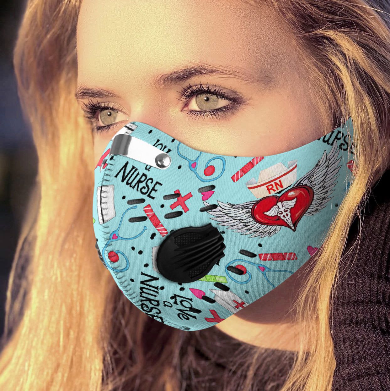 Love a nurse be strong carbon pm 2,5 face mask 2