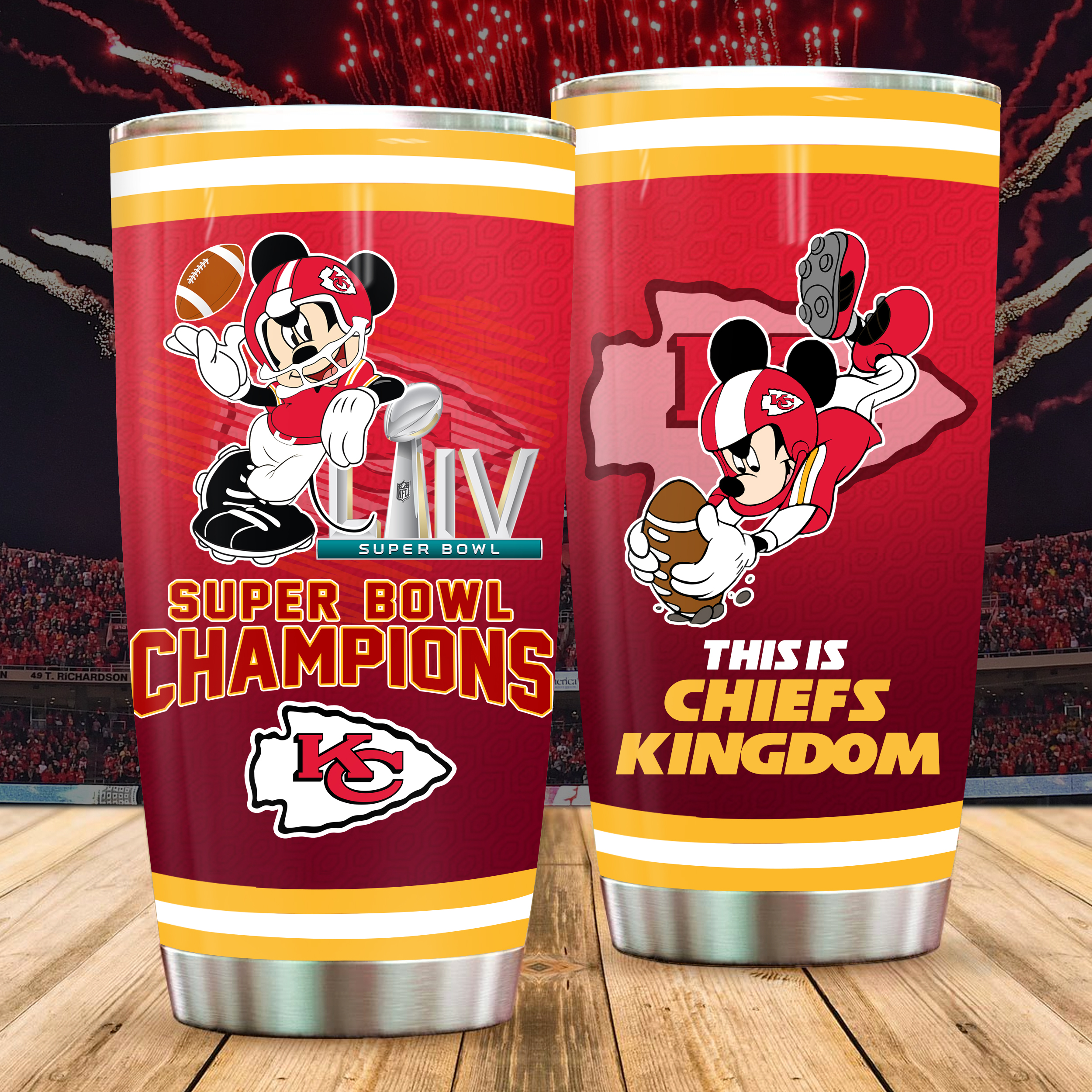 Mickey mouse kansas city chiefs all over printed tumbler 1