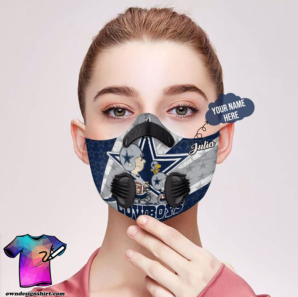 Personalized dallas cowboys charlie and snoopy filter activated carbon face mask
