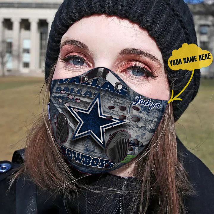 Personalized dallas cowboys team football filter activated carbon face mask 1