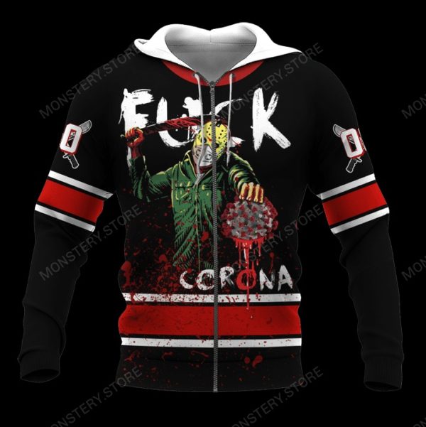 Personalized jason fuck corona full over printed zip hoodie 1