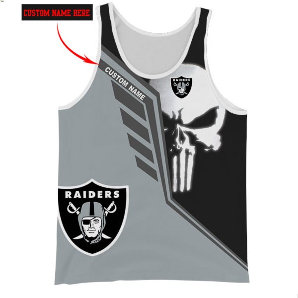 Personalized skull oakland raiders full over print tank top