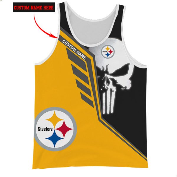 Personalized skull pittsburgh steelers full over print tank top