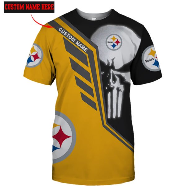 Personalized skull pittsburgh steelers full over print tshirt