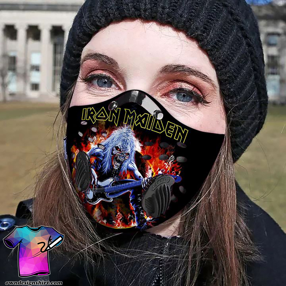 Rock band iron maiden filter activated carbon face mask