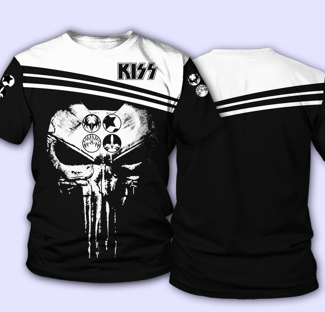 Rock band kiss skull full over printed tshirt