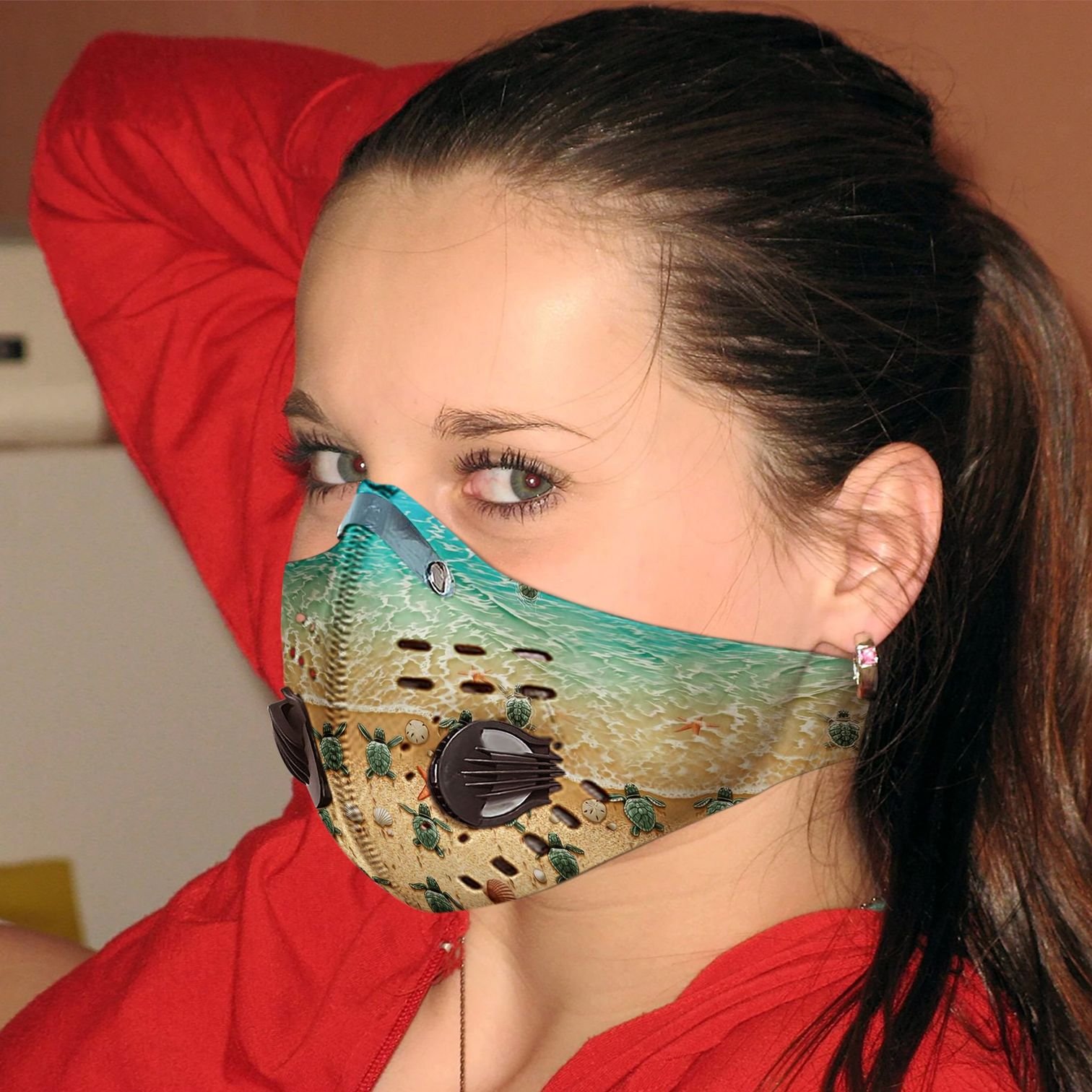 Save sea turtle carbon pm 2,5 face mask 4