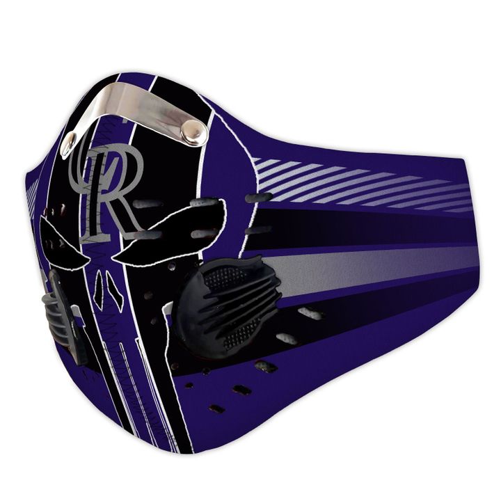 Skull colorado rockies filter activated carbon face mask 1