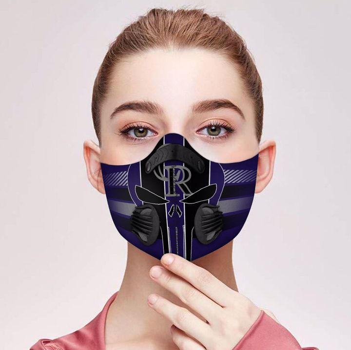 Skull colorado rockies filter activated carbon face mask 2
